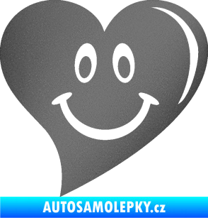 Samolepka Srdíčko 014 pravá s úsměvem grafitová metalíza
