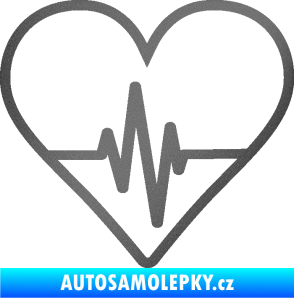 Samolepka Srdíčko 017 ekg křivka grafitová metalíza