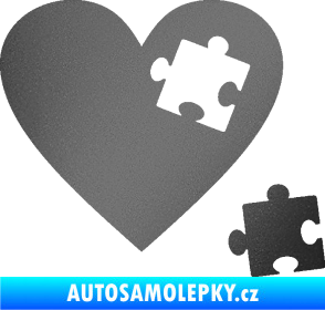 Samolepka Srdíčko 022 pravá vypadlý puzzlík grafitová metalíza