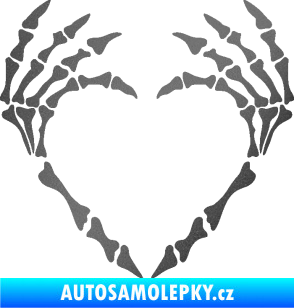 Samolepka Srdíčko z kostí grafitová metalíza