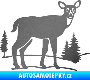 Samolepka Srna 002 pravá s krajinou grafitová metalíza