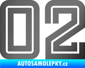 Samolepka Startovní číslo 02 typ 7 grafitová metalíza