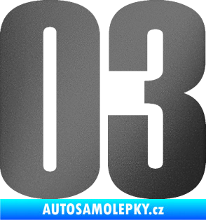 Samolepka Startovní číslo 03 typ 2   grafitová metalíza