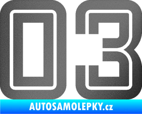 Samolepka Startovní číslo 03 typ 7 grafitová metalíza