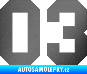 Samolepka Startovní číslo 03 grafitová metalíza