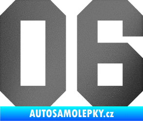 Samolepka Startovní číslo 06 grafitová metalíza