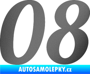 Samolepka Startovní číslo 08 typ 3 grafitová metalíza