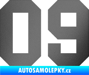 Samolepka Startovní číslo 09 grafitová metalíza