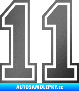 Samolepka Startovní číslo 11 typ 4 grafitová metalíza