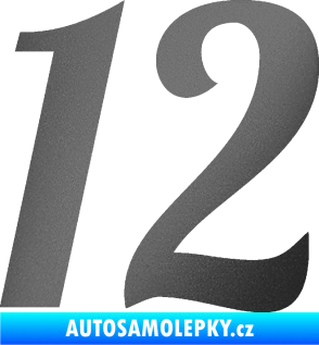 Samolepka Startovní číslo 12 typ 3    grafitová metalíza