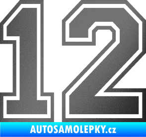 Samolepka Startovní číslo 12 typ 4 grafitová metalíza