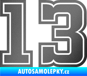 Samolepka Startovní číslo 13 typ 5 grafitová metalíza