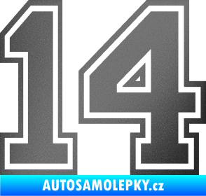 Samolepka Startovní číslo 14 typ 4 grafitová metalíza