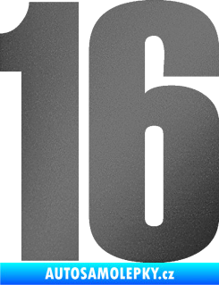 Samolepka Startovní číslo 16 typ 2   grafitová metalíza