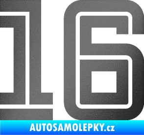 Samolepka Startovní číslo 16 typ 7 grafitová metalíza