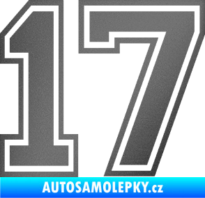 Samolepka Startovní číslo 17 typ 4 grafitová metalíza