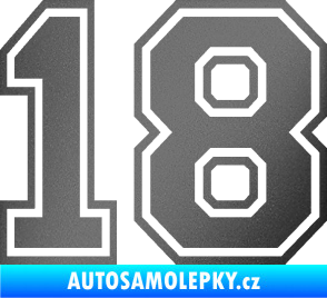 Samolepka Startovní číslo 18 typ 4 grafitová metalíza