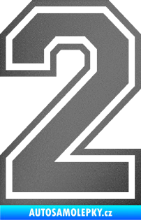 Samolepka Startovní číslo 2 typ 4 grafitová metalíza