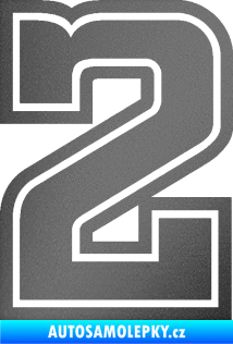 Samolepka Startovní číslo 2 typ 5 grafitová metalíza
