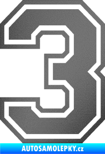 Samolepka Startovní číslo 3 typ 4 grafitová metalíza