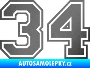 Samolepka Startovní číslo 34 typ 4 grafitová metalíza