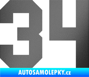Samolepka Startovní číslo 34 grafitová metalíza