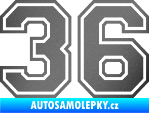 Samolepka Startovní číslo 36 typ 4 grafitová metalíza