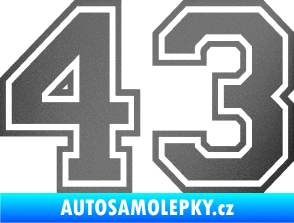Samolepka Startovní číslo 43 typ 4 grafitová metalíza
