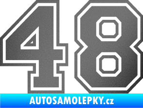 Samolepka Startovní číslo 48 typ 4 grafitová metalíza