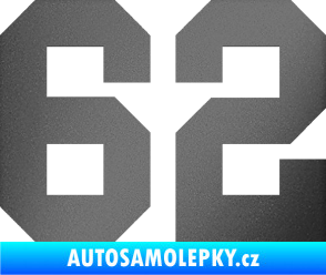 Samolepka Startovní číslo 62 grafitová metalíza