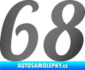 Samolepka Startovní číslo 68 typ 3 grafitová metalíza