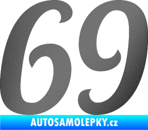 Samolepka Startovní číslo 69 typ 3 grafitová metalíza