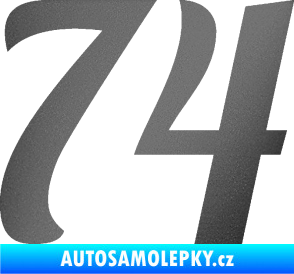 Samolepka Startovní číslo 74 typ 3   grafitová metalíza