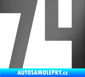 Samolepka Startovní číslo 74 grafitová metalíza