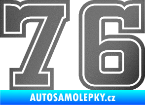 Samolepka Startovní číslo 76 typ 5 grafitová metalíza
