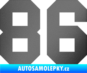 Samolepka Startovní číslo 86 grafitová metalíza