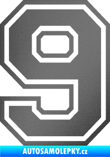 Samolepka Startovní číslo 9 typ 4 grafitová metalíza
