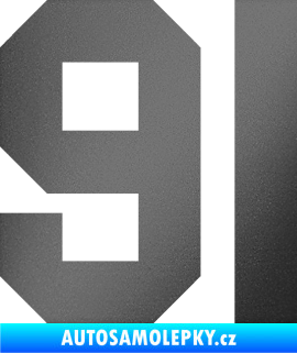 Samolepka Startovní číslo 91 grafitová metalíza