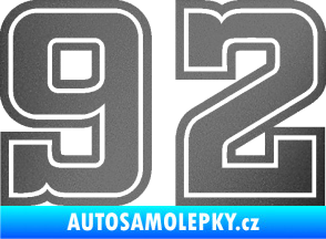 Samolepka Startovní číslo 92 typ 5 grafitová metalíza