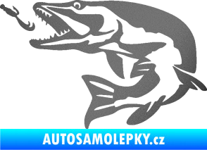Samolepka Štika 005 levá s návnadou grafitová metalíza