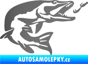 Samolepka Štika 005 pravá s návnadou grafitová metalíza