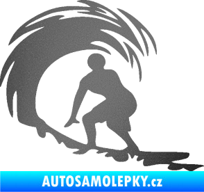 Samolepka Surfař 005 levá velké vlny grafitová metalíza