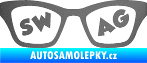 Samolepka Swag nápis v brýlích grafitová metalíza