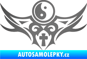 Samolepka Tetování 115 Jin a jang grafitová metalíza