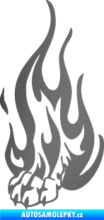 Samolepka Tlapa v plamenech levá grafitová metalíza