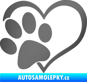 Samolepka Tlapka love levá grafitová metalíza
