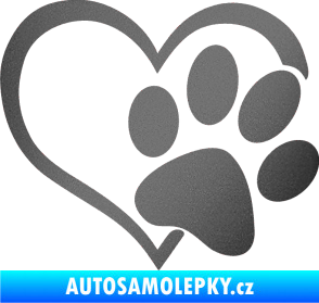 Samolepka Tlapka love pravá grafitová metalíza
