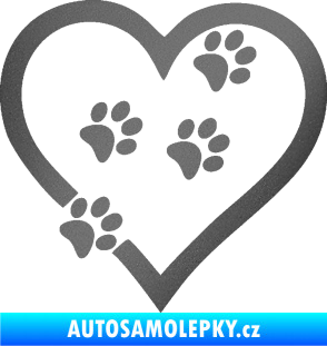 Samolepka Tlapky love 006 pravá grafitová metalíza