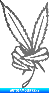 Samolepka Travka 002 pravá marihuana peace grafitová metalíza