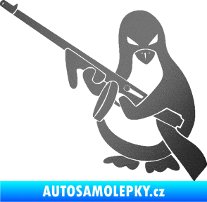 Samolepka Tučňák se samopalem levá grafitová metalíza